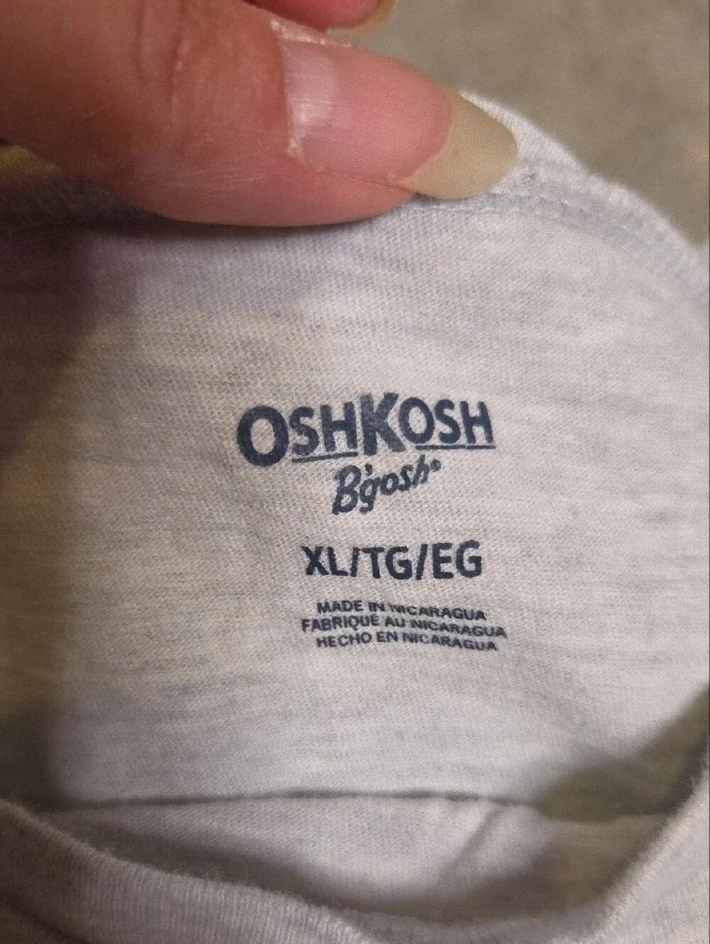 OshKosh B'gosh Light Gray Tee with Croissant Graphic and Pink Bow